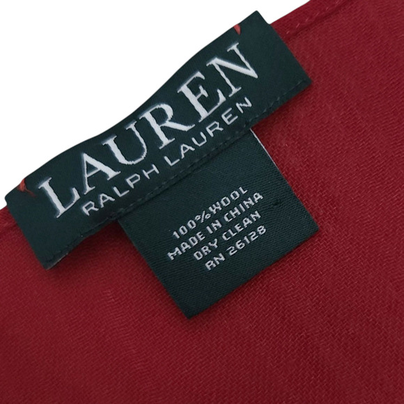 LAUREN RALPH LAUREN square plaid wool retro winter ski sled theme large scarf - Picture 7 of 8